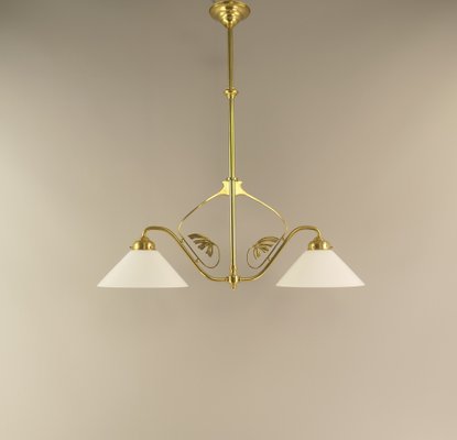 Viennese Art Nouveau Pendant Lamp with Opal Shades, 1920s-KDB-1739901