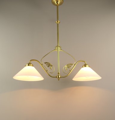 Viennese Art Nouveau Pendant Lamp with Opal Shades, 1920s-KDB-1739901