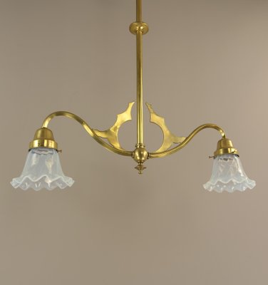 Viennese Art Nouveau Pendant Lamp with Opal Shades, 1920s-KDB-1743126