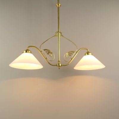 Viennese Art Nouveau Pendant Lamp with Opal Shades, 1920s-KDB-1739901