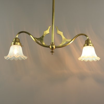 Viennese Art Nouveau Pendant Lamp with Opal Shades, 1920s-KDB-1743126