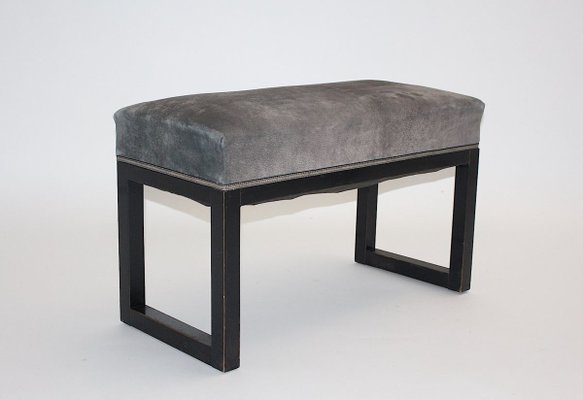 Viennese Jugendstil Beech & Suede Bench, Circa 1903-NB-852963