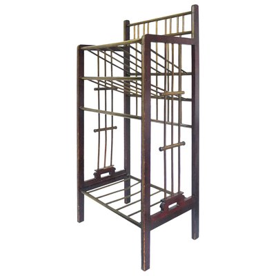 Viennese Secession Mahogany and Brass Magazine Stand, 1900s-DEK-932727