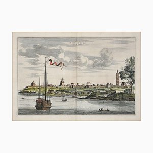 View Of Kinnungam - Original Hand Watercolored Etching by A. Leide Early 18th Century-ZCI-761792