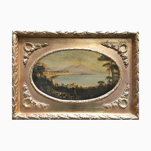 View of Naples, Posillipo School, Italy, Oil on Canvas, Framed-YUW-1299969