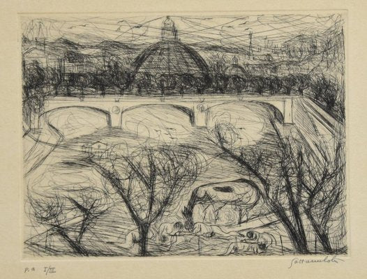 View of Rome - Original Etching by N. Gattamelata - Late 20th Century Late 20th Century-ZCI-757534