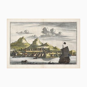 View Of Tongling - Original Hand Watercolored Etching by A. Leide Early 18th Century-ZCI-761790