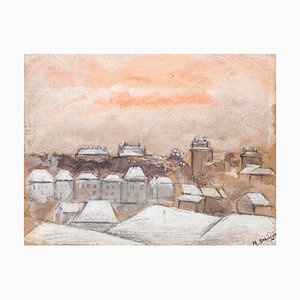 Village - Original Drawing in Mixed Media by M. Babillot - 20th Century 20th century-ZCI-758101