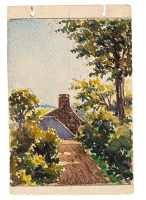 Village - Watercolor by French Master - Mid 20th Century Mid 20th Century-ZCI-761899