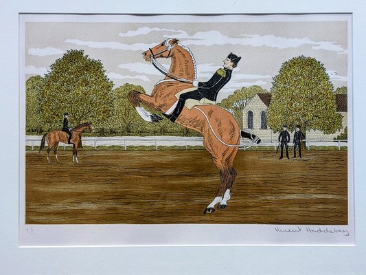 Vincent Haddelsey, Equestrian Scene, Original Hand-Signed Lithograph, Framed-NRC-1768459