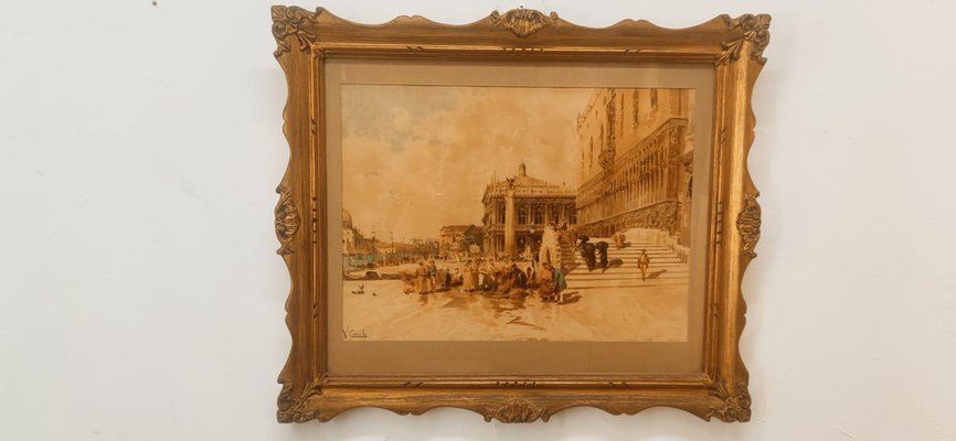 Vincenzo Caprile, Venice, 1800s, Oil on Canvas, Framed-QLH-1742637