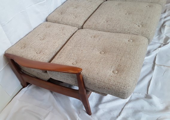 Vinitage German Cherrywood and Beige Wool Daybed from Straub, 1970s-HOI-647212