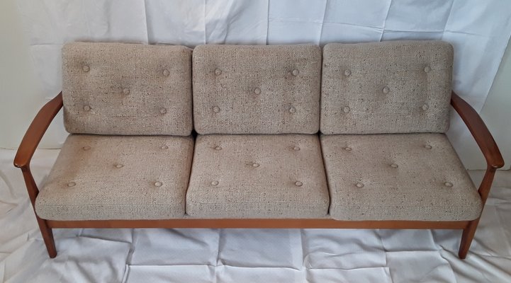 Vinitage German Cherrywood and Beige Wool Daybed from Straub, 1970s-HOI-647212