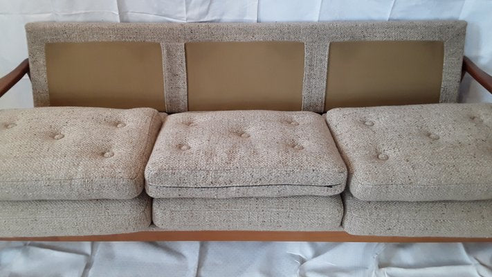 Vinitage German Cherrywood and Beige Wool Daybed from Straub, 1970s-HOI-647212