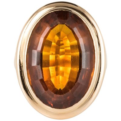 Vintage 11.50 Carat Citrine 18 Karat Yellow Gold Ring, 1960s-OLU-896303