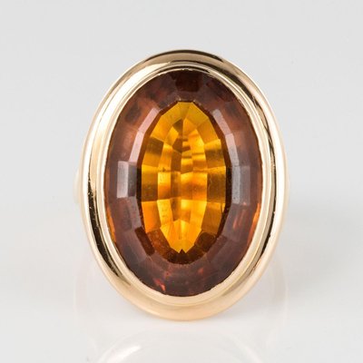 Vintage 11.50 Carat Citrine 18 Karat Yellow Gold Ring, 1960s-OLU-896303