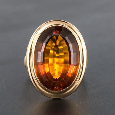 Vintage 11.50 Carat Citrine 18 Karat Yellow Gold Ring, 1960s-OLU-896303