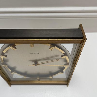 Vintage 1960s Hollywood Regency Brass Glass Table Clock from Kienzle, Germany-QZ-1441765