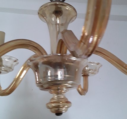 Vintage 5-Arm Ceiling Lamp in Slightly Luminous Tinted Murano Glass, 1970s-HOI-980273