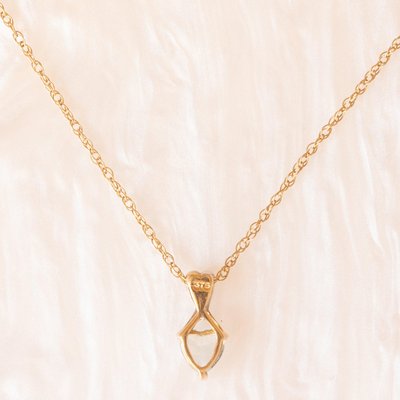 Vintage 9k Yellow Gold Chain Necklace with 9k Yellow and White Gold Pendant with Heart-Cut Blue Topaz, 1990s-PPA-2035216