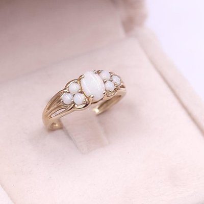 Vintage 9k Yellow Gold Ring with Opals-PPA-2023185