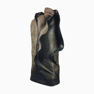 Vintage Abstract Black Glazed Ceramic Vase, 1970s-UWE-1784177