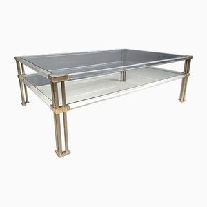 Vintage Acrylic and Brass Coffee Table, 1970s-IRH-2042931