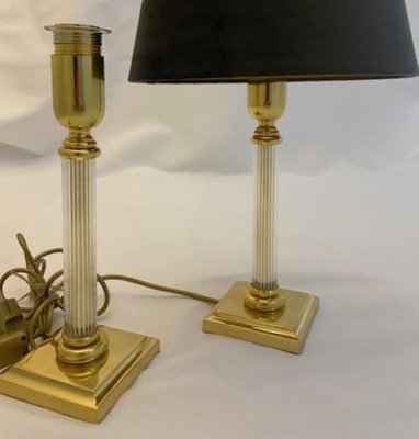 Vintage Acrylic Brass Table Lamp from Le Dauphin, 1970s-TIE-1789824