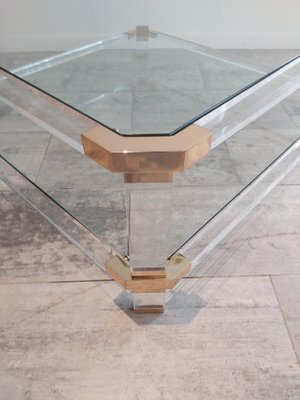 Vintage Acrylic Glass and Brass Coffee Table from Charles & Hollis Jones, 1970s-WBX-694283