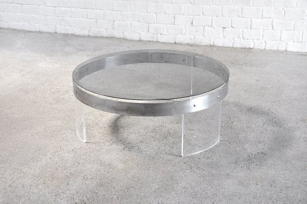 Vintage Acrylic Glass and Steel Coffee Table, France, 1970s-WUY-1320569