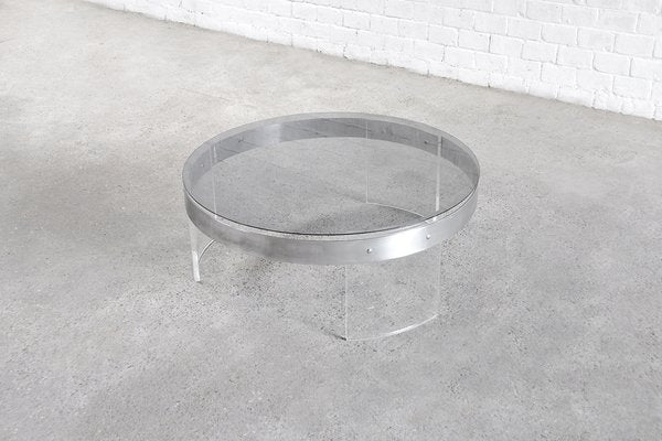 Vintage Acrylic Glass and Steel Coffee Table, France, 1970s-WUY-1320569