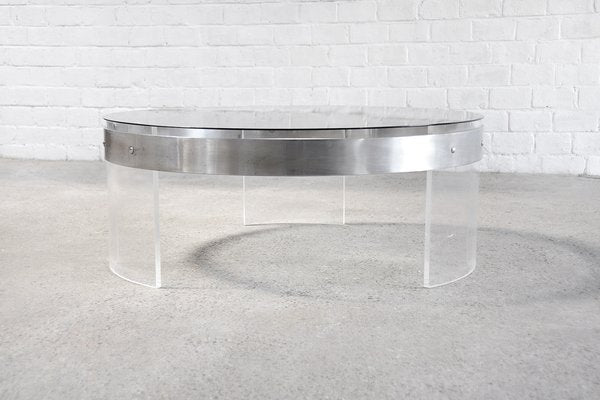 Vintage Acrylic Glass and Steel Coffee Table, France, 1970s-WUY-1320569