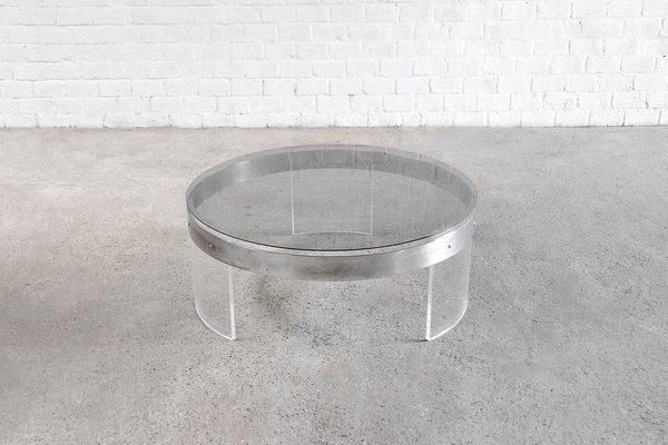 Vintage Acrylic Glass and Steel Coffee Table, France, 1970s-WUY-1320569