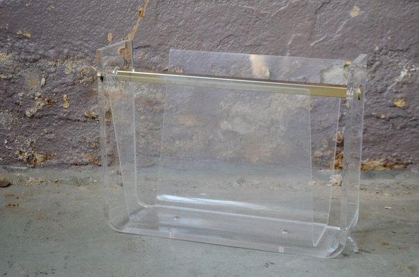 Vintage Acrylic Glass Magazine Rack-AIU-803465