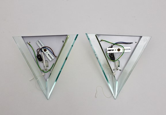 Vintage Acrylic Glass & Metal Sconces, 1990s, Set of 2-NB-1189194