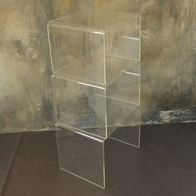 Vintage Acrylic Glass Side Tables, 1970s, Set of 3-WK-768975