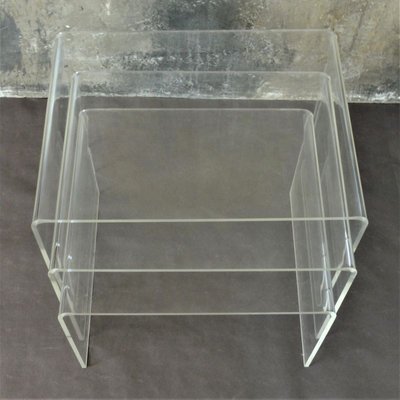 Vintage Acrylic Glass Side Tables, 1970s, Set of 3-WK-768975