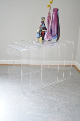 Vintage Acrylic Side Tables, 1970s, Set of 3-OV-1404687