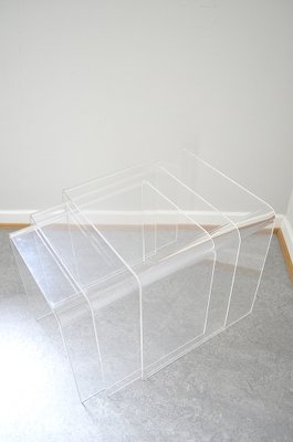 Vintage Acrylic Side Tables, 1970s, Set of 3-OV-1404687