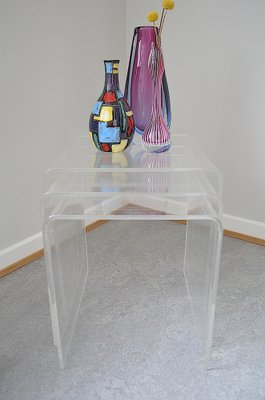 Vintage Acrylic Side Tables, 1970s, Set of 3-OV-1404687