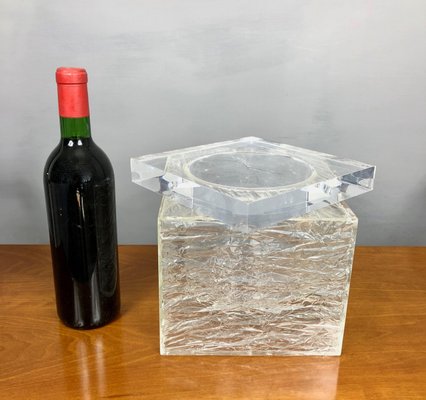 Vintage Acrylic Squared Ice Effect Ice Bucket, Italy, 1970s-LYQ-1171764