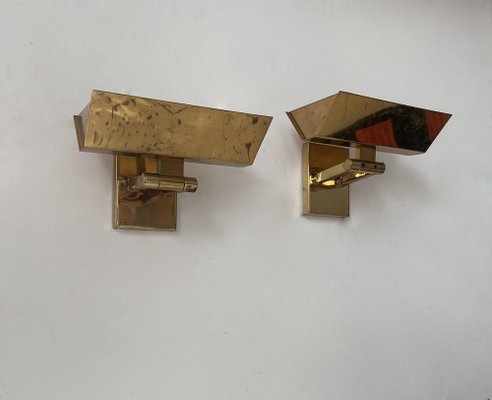 Vintage Adjustable Brass Sconces, Italy, 1970s, Set of 2-KAI-1817646