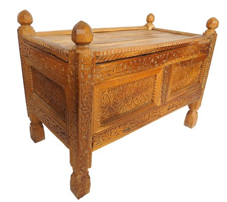 Vintage Afghan Chest in Wood, 1930s-UZN-1399168