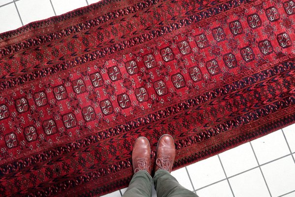 Vintage Afghan Ersari Runner Rug, 1960s-JZV-1725673