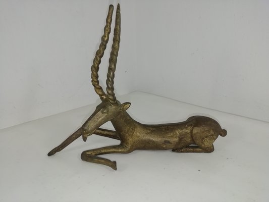 Vintage African Bronze Antelope, Benin, 1940s-HNE-1752768