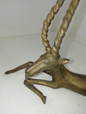 Vintage African Bronze Antelope, Benin, 1940s-HNE-1752768