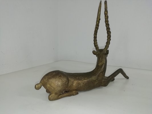 Vintage African Bronze Antelope, Benin, 1940s-HNE-1752768