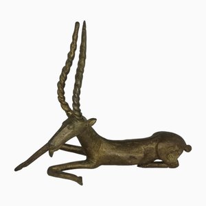 Vintage African Bronze Antelope, Benin, 1940s-HNE-1752768