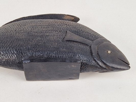 Vintage African Fish in Hand Carved Ebony Wood, 1950s-AXJ-2020503