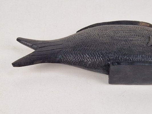 Vintage African Fish in Hand Carved Ebony Wood, 1950s-AXJ-2020503